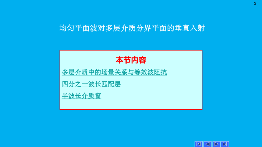 高二物理竞赛课件：均匀平面波对多层介质分界平面的垂直入射(共12张PPT)