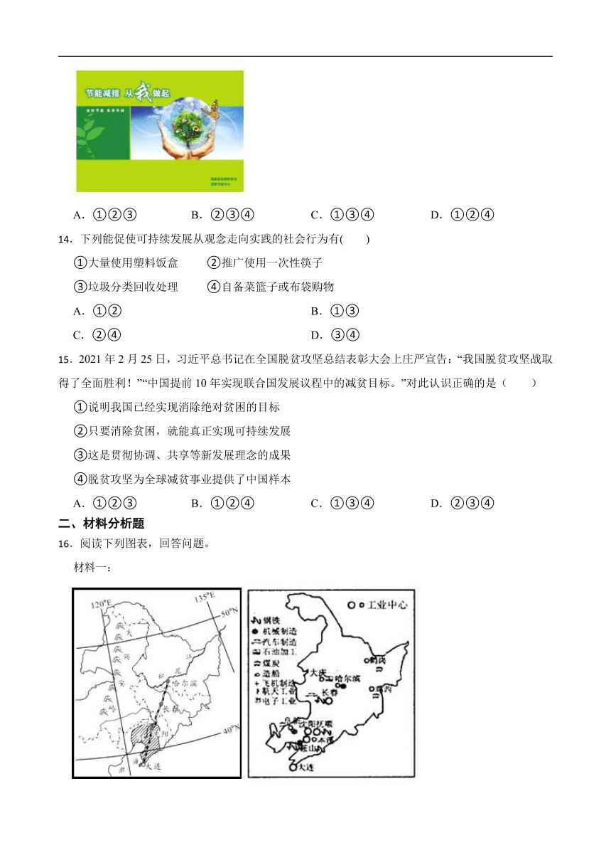 6.4.1人地关系与可持续发展 同步练习