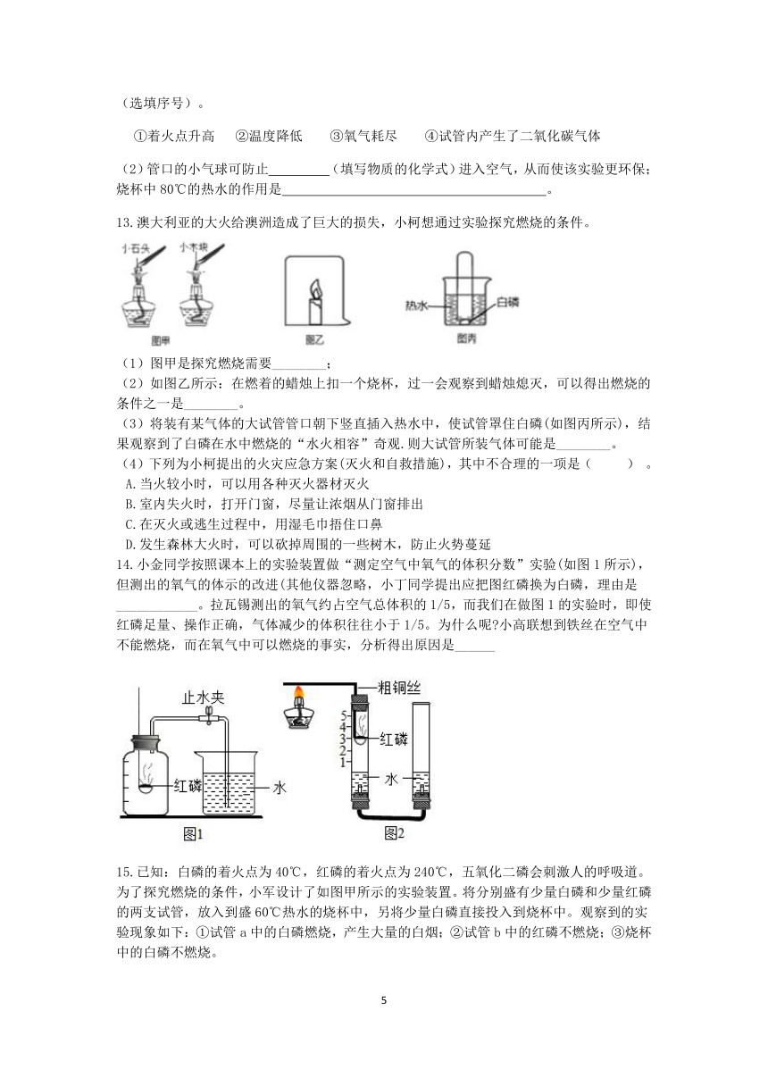 浙教版八年级科学2022-2023学年第二学期期末复习专题训练（八）：氧化和燃烧【word，含解析】