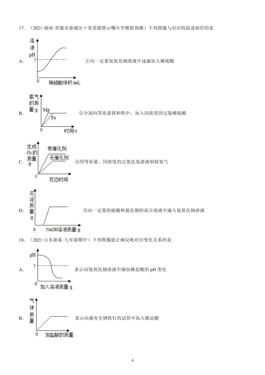 第十单元实验活动7溶液酸碱性检验专项训练A—2021-2022学年九年级化学人教版下册（有答案）