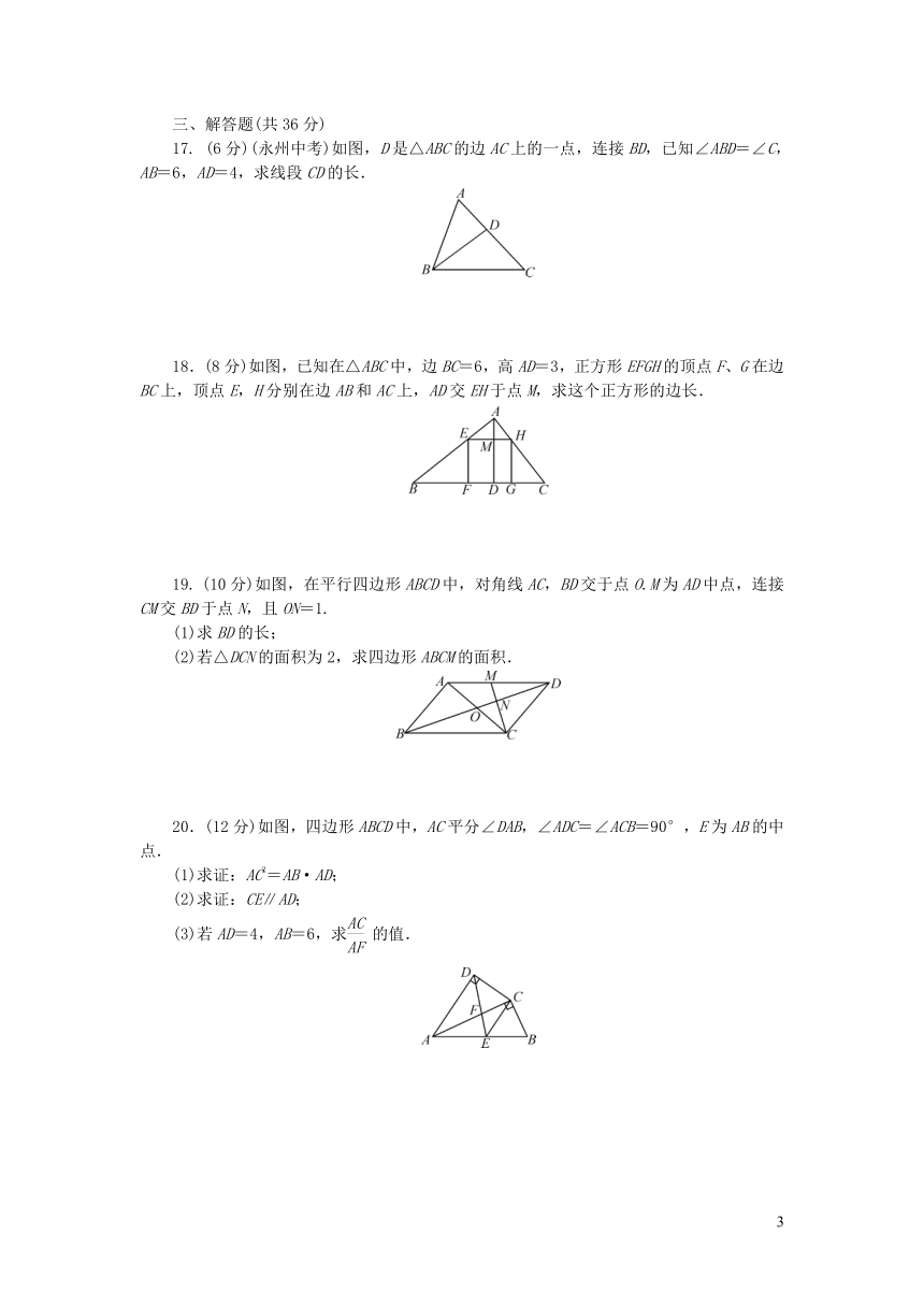 湘教版九年级数学上册周周清检测内容3.1-3.4试卷（word版含答案）