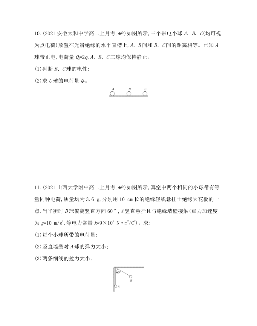 第一章专题强化练1  库仑力与力学知识的综合应用练习（Word版含解析）