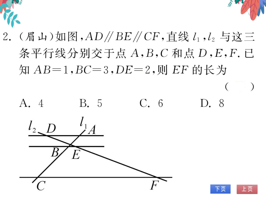 【沪科版】数学九年级上册 22.1 比例线段 第4课时 平行线分线段成比例 习题课件