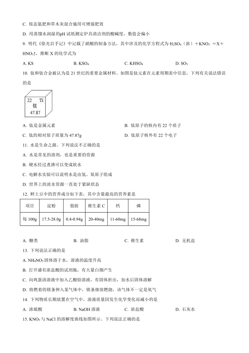 2023年江苏省扬州市宝应县中考二模化学试题（含解析）