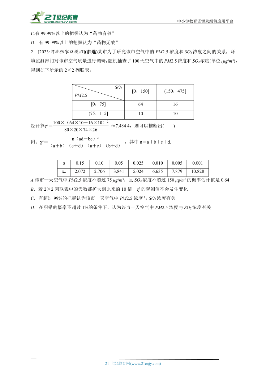 高考一轮复习考点练19 统计与成对数据的统计分析（二）（含答案）