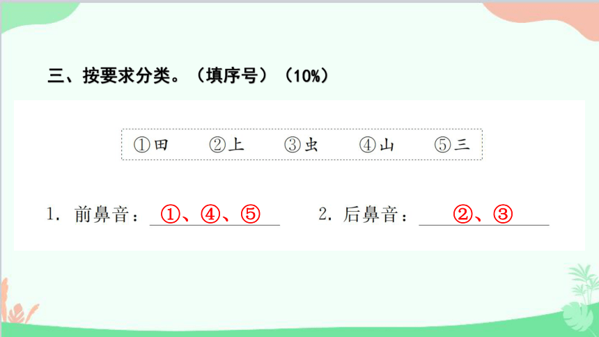 统编版语文一年级上册 第三单元综合能力评价试卷课件(共14张PPT)