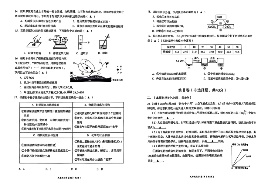 2024年四川省成都市高新技术产业开发区九年级二模化学试题（图片版　无答案）