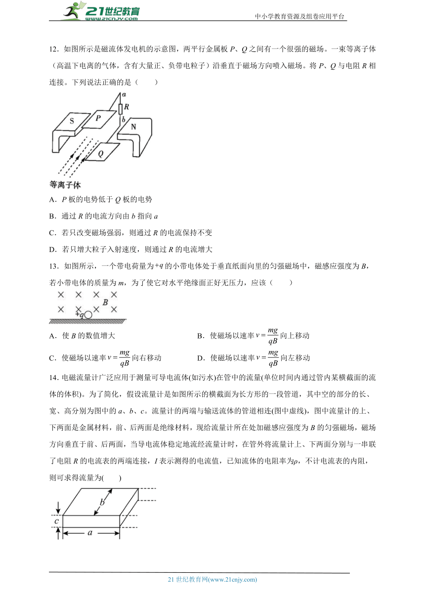 1.2磁场对运动电荷的作用力  同步练习（学生版+解析版）