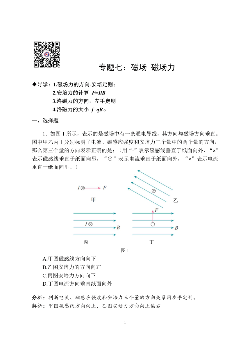 【2022高考二轮】直击高考物理综合训练系列专题七：磁场 磁场力（解析版）