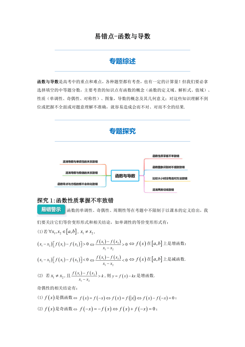 2022年高三数学二轮专题复习：函数与导数 讲义（Word版含解析）