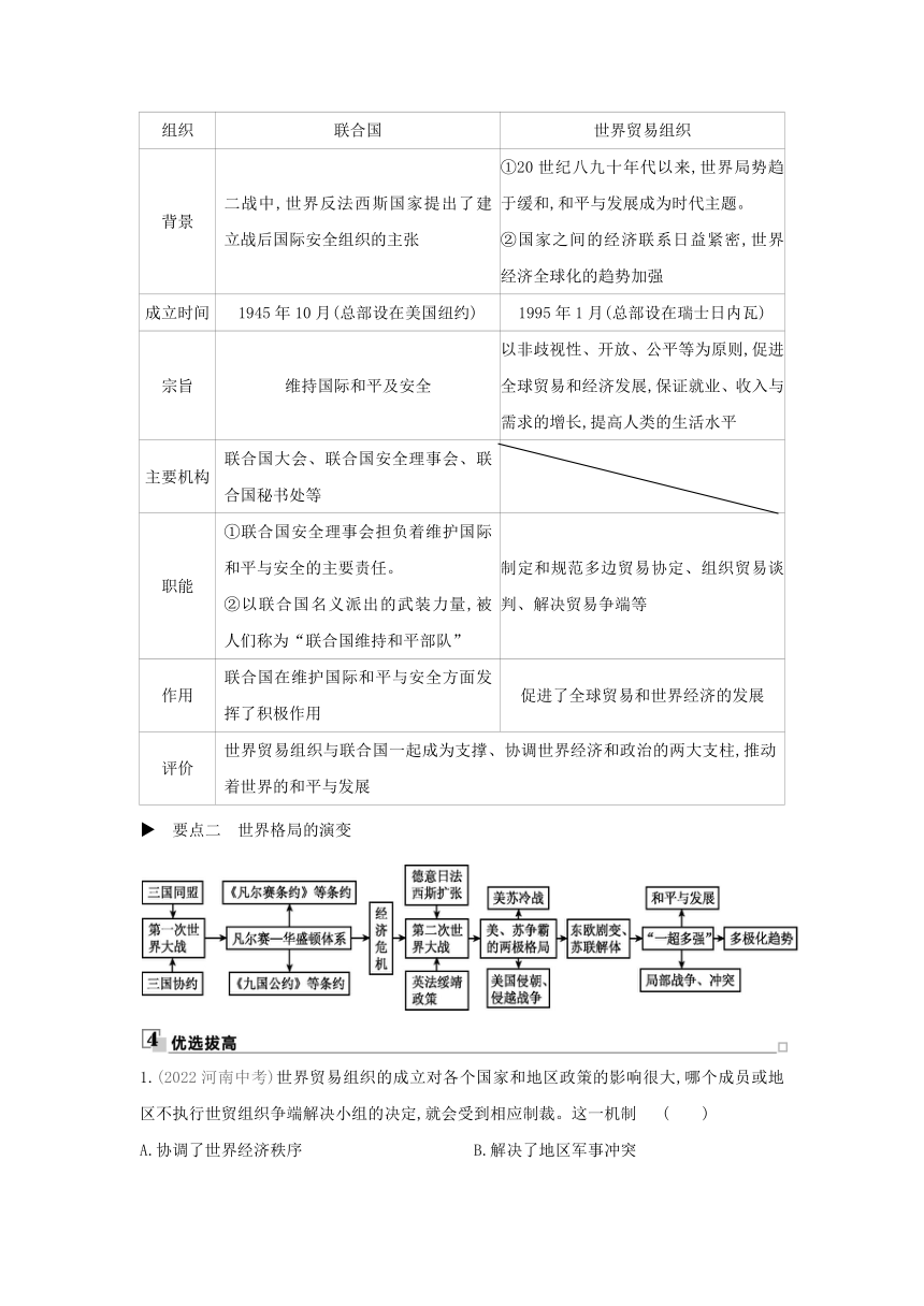 2022-2023学年部编版历史九年级下册课时训练：第六单元 走向和平发展的世界总结提升（含答案）