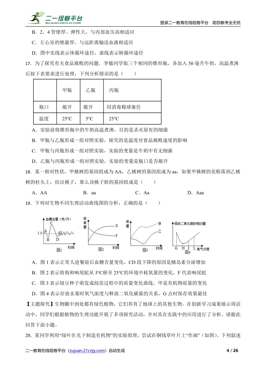 2024年通用版生物八年级中招考试前精华练习题03（含解析）