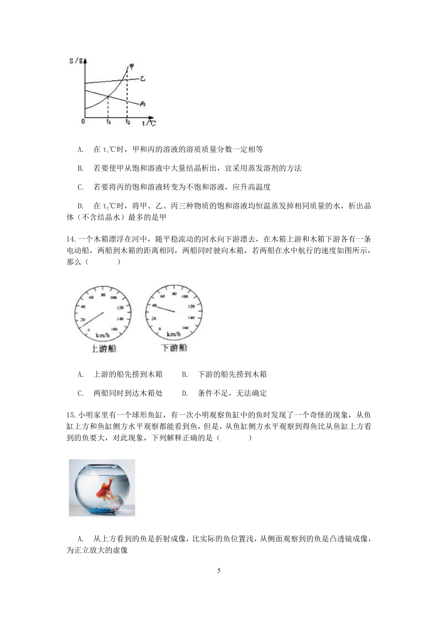 浙江省杭州市萧山区城南初级中学2019学年第二学期九年级科学开学考（word，含答案）