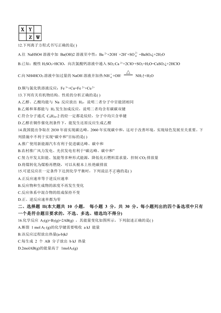 浙江省浙南名校联盟2022-2023学年高一下学期期中联考化学试题（含答案）