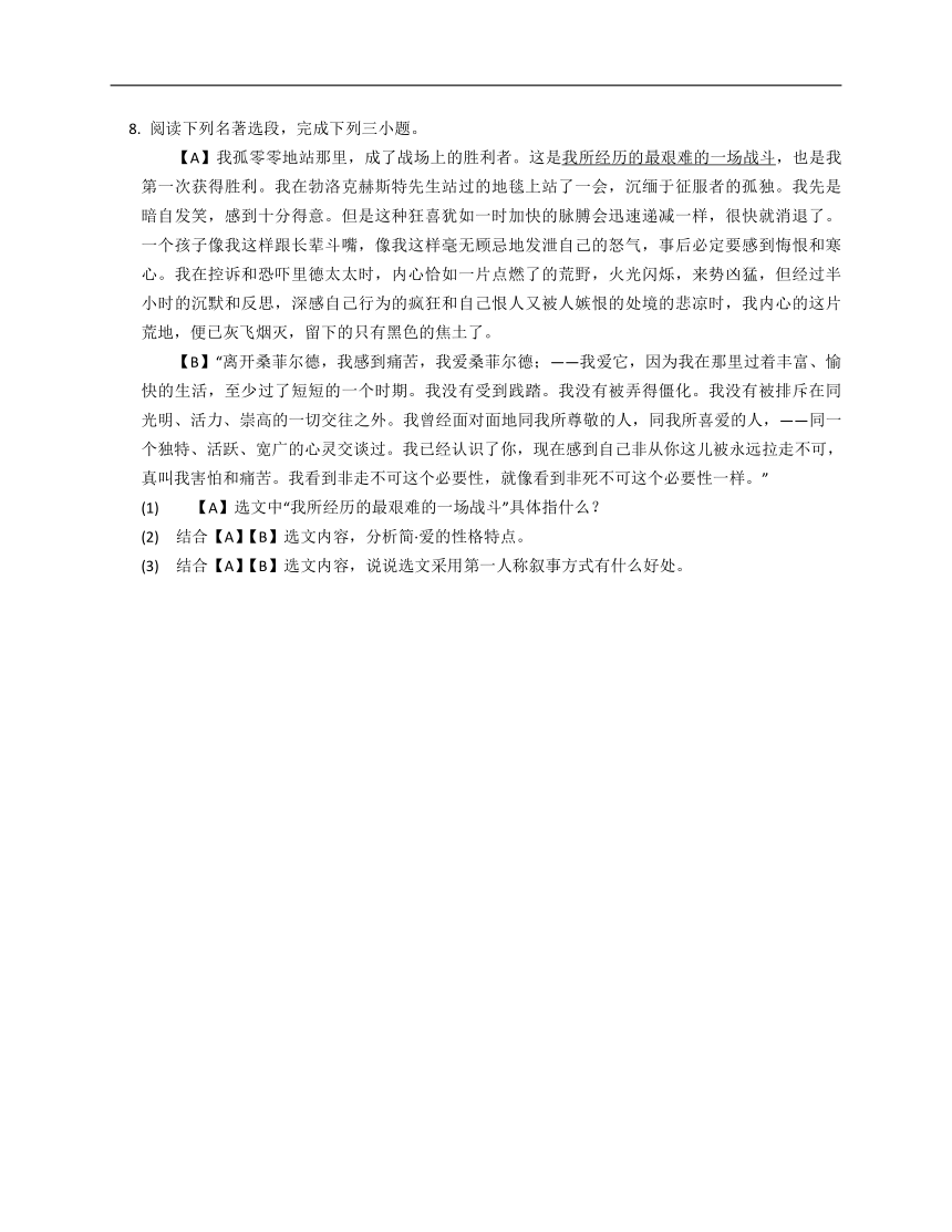 2022-2023年广州语文中考专题训练——名著阅读（含解析）