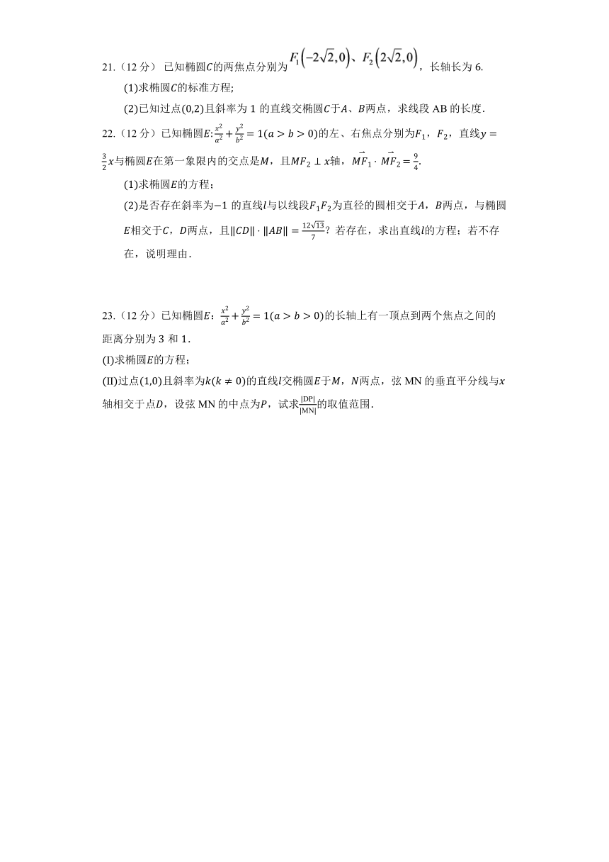 人教B版（2019）选择性必修第一册《2.5.2 椭圆的几何性质》同步练习（含答案）