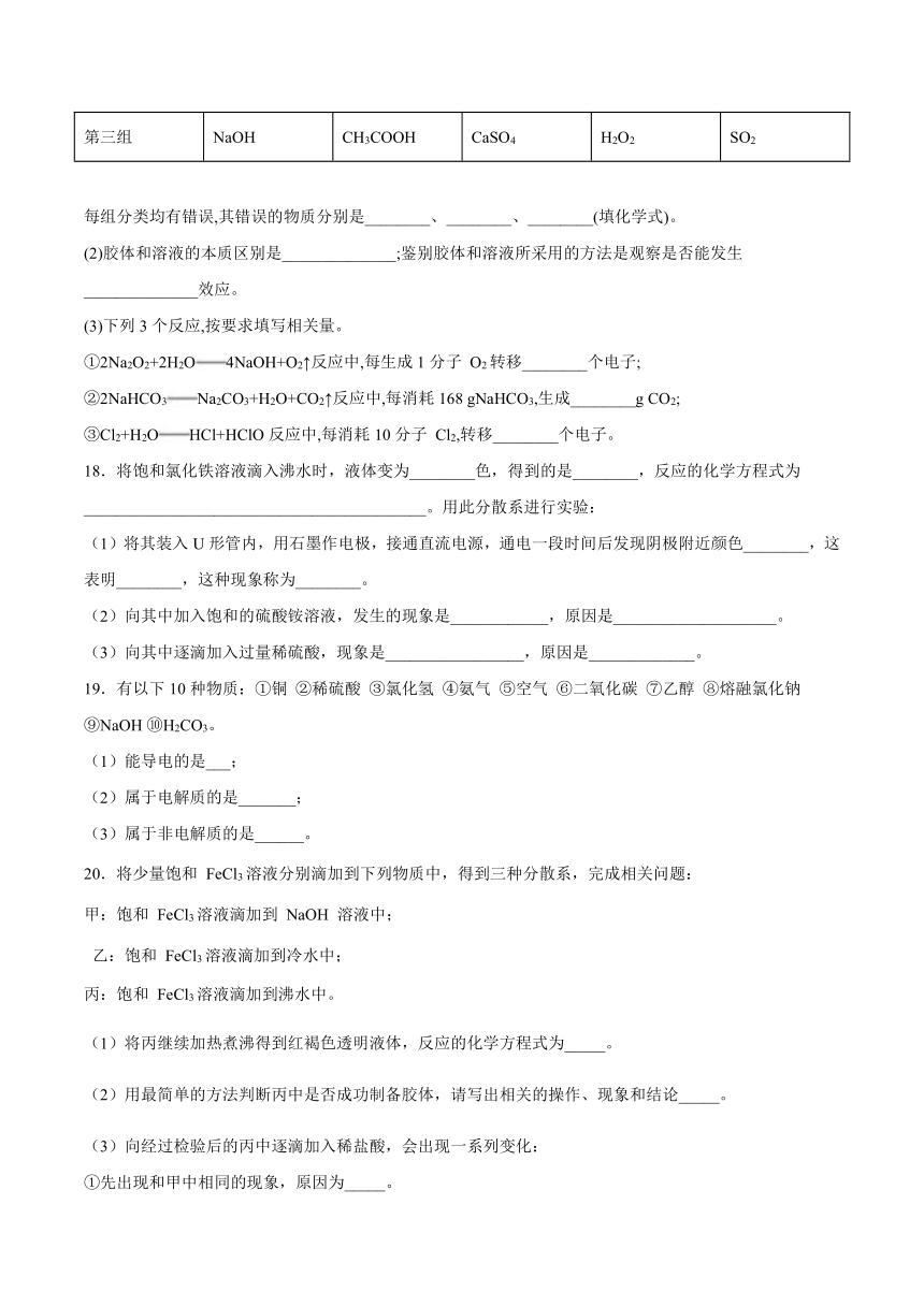 1.3物质的分散系 强化习题——苏教版（2020）必修第一册（word版 含解析）