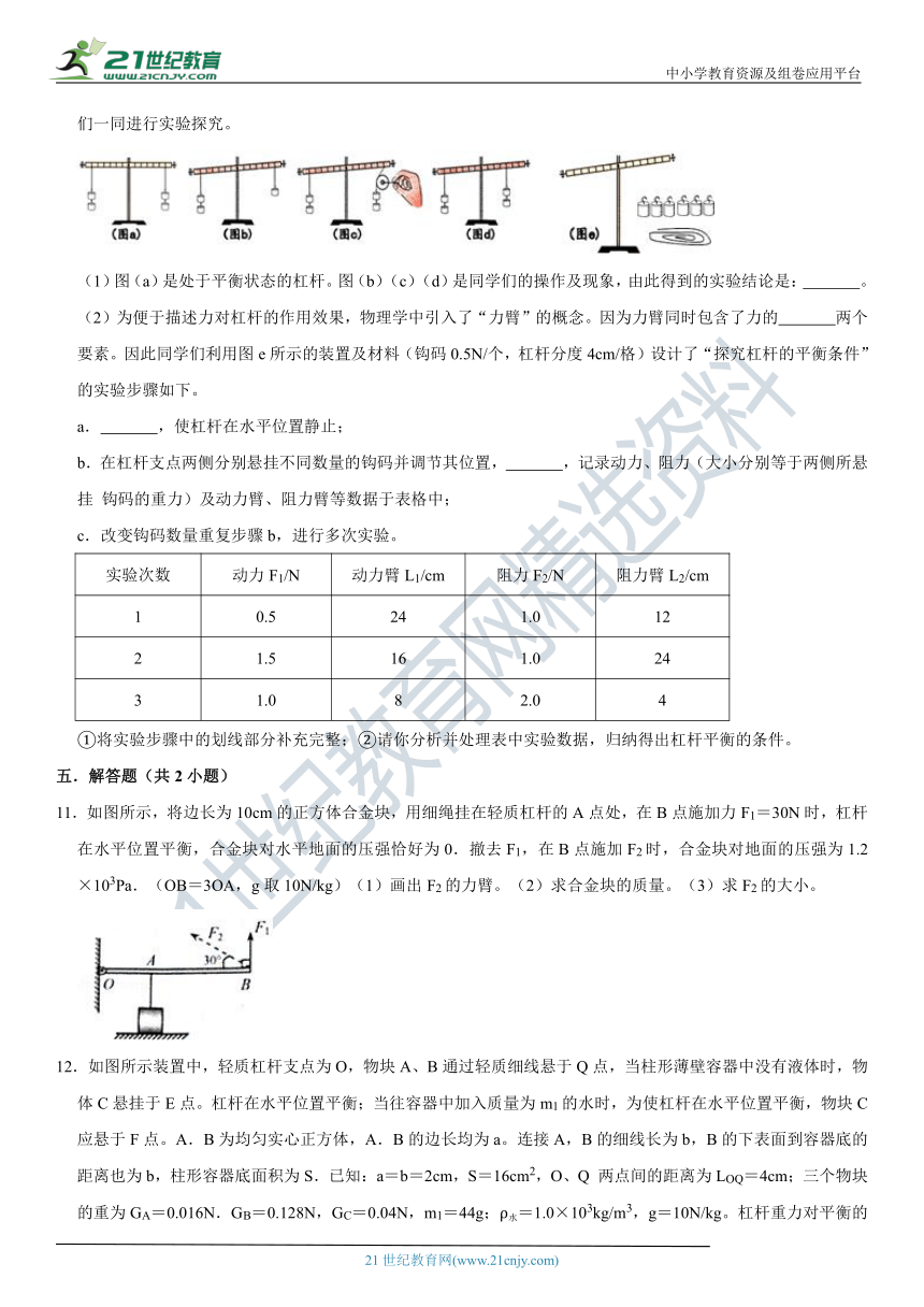 13.杠杆极限挑战训练（含答案及解析）