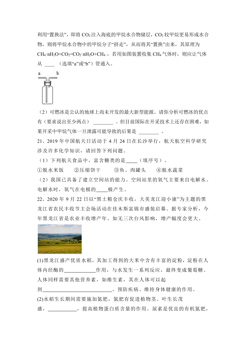 2022—2023学年化学沪教版（全国）九年级下册第8章  食品中的有机化合物  章末自练（含答案）