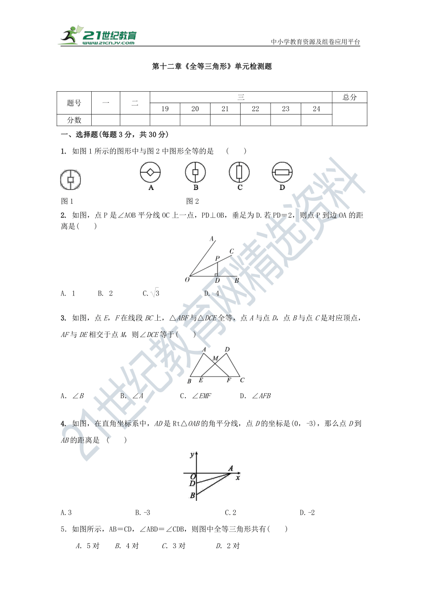 第12章 全等三角形单元同步检测试题（含答案）