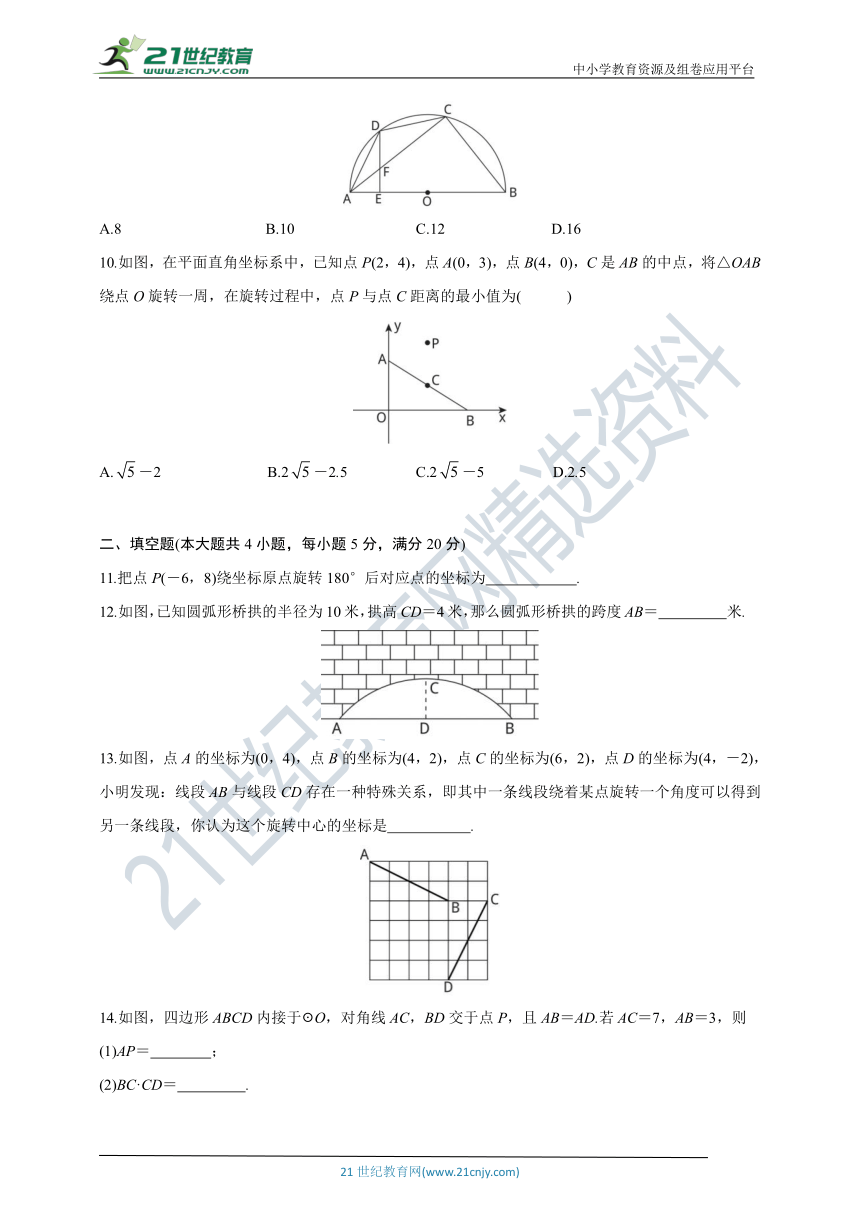 沪科版九年级下册数学阶段达标检测卷—第24章  圆(24.1~24.3)(含答案)
