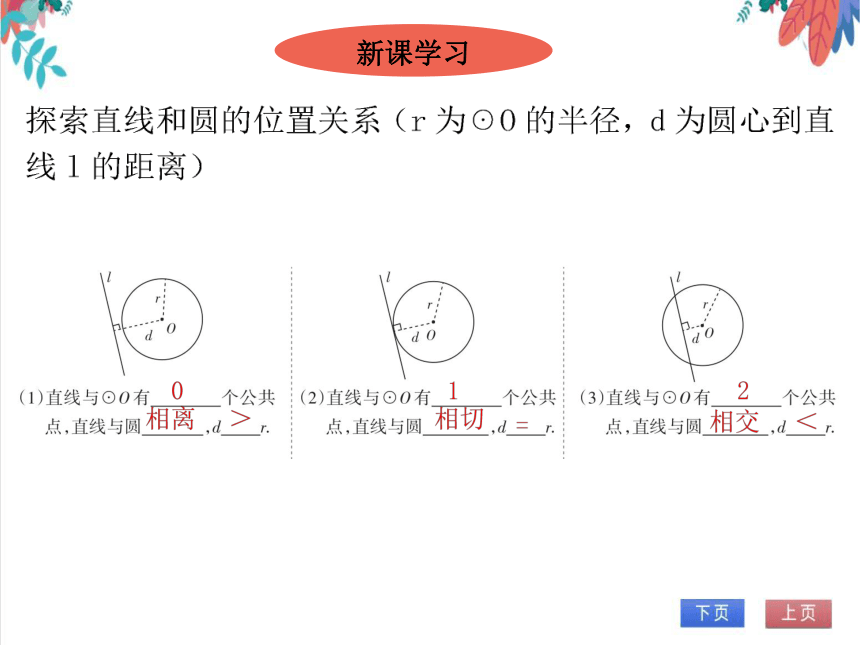 【北师大版】数学九(下)3.6.1 直线和圆的位置关系 同步练习本（课件版）