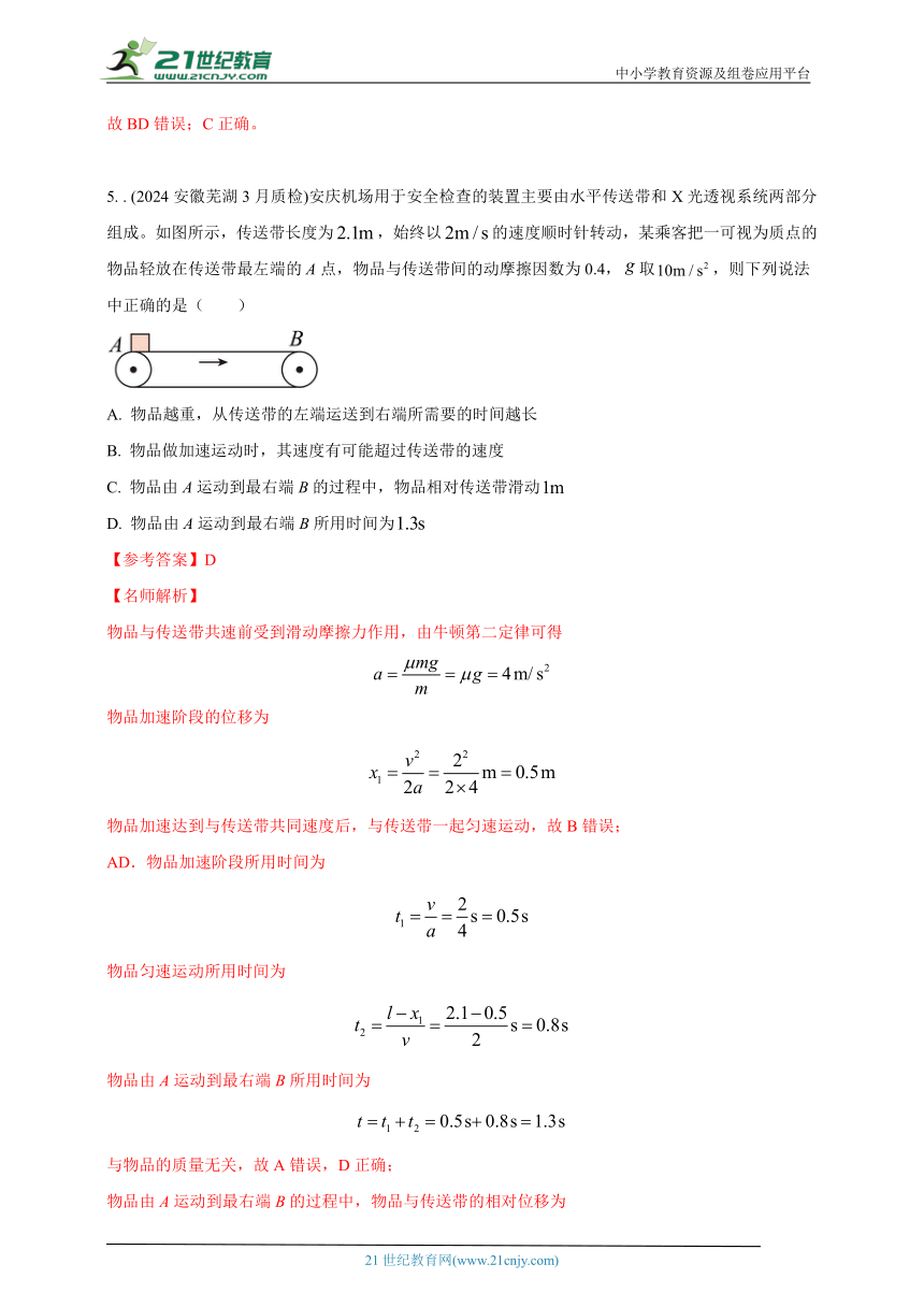 热点22  传送带 --高考物理50热点冲刺精练（名师解析）