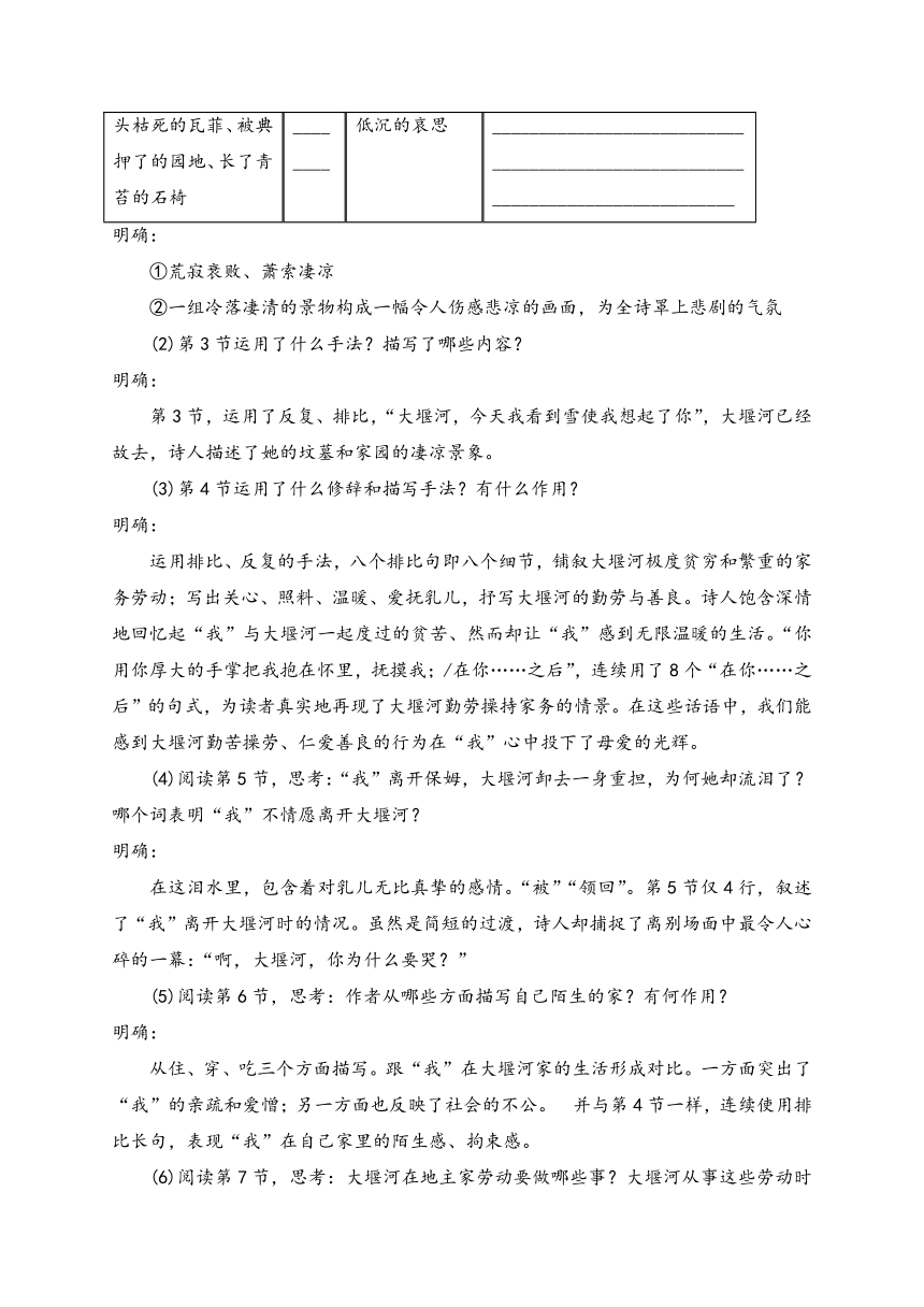 6.1《 大堰河——我的保姆》学案（含答案） 2022-2023学年统编版高中语文选择性必修下册