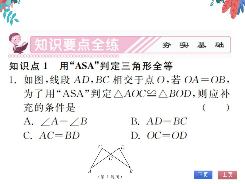 12.2第3课时用“ASA”和“AAS”证三角形全等　习题课件