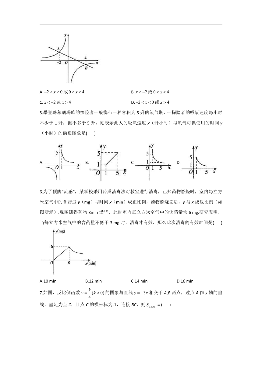 1.3反比例函数的应用_2021-2022学年数学鲁教版五四制九年级上册同步课时作业（word版含答案）