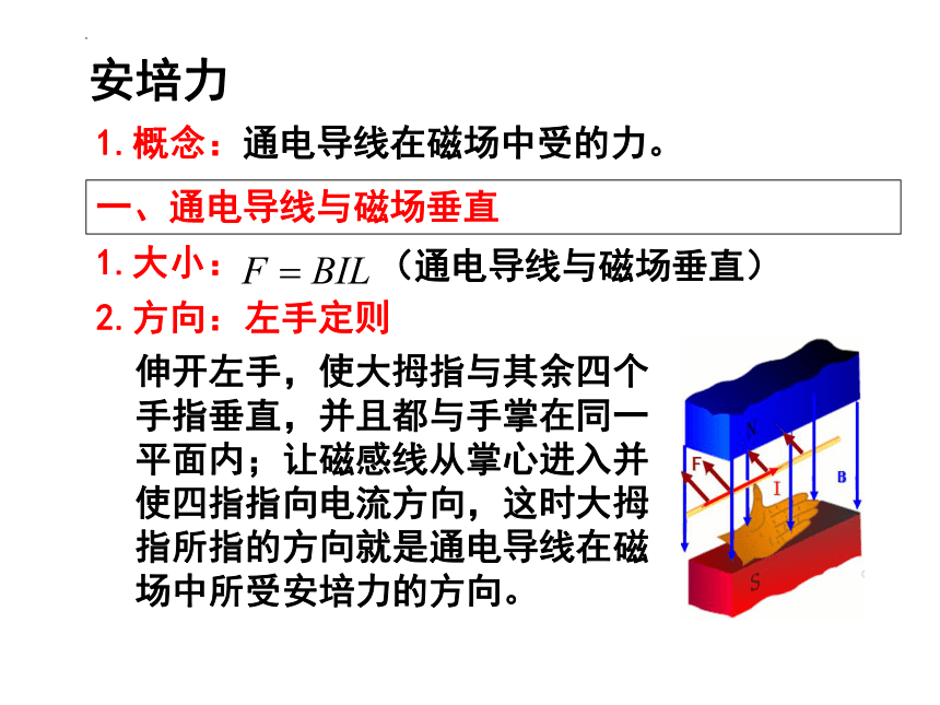 1.1磁场对通电导线的作用力+课件-2022-2023学年高二下学期物理人教版（2019）选择性必修第二册(共20张PPT)