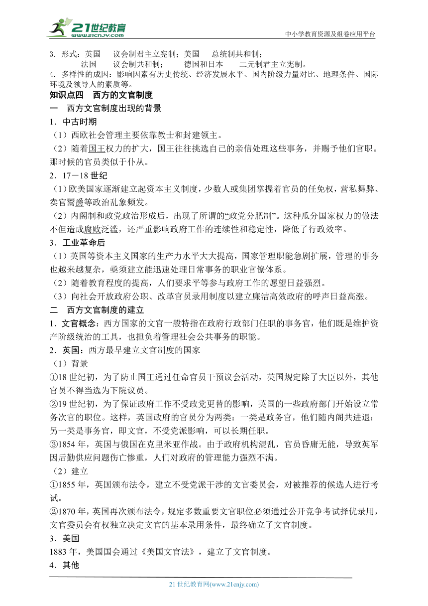 选择性必修1西方的政治制度、法律教化与经济知识总结