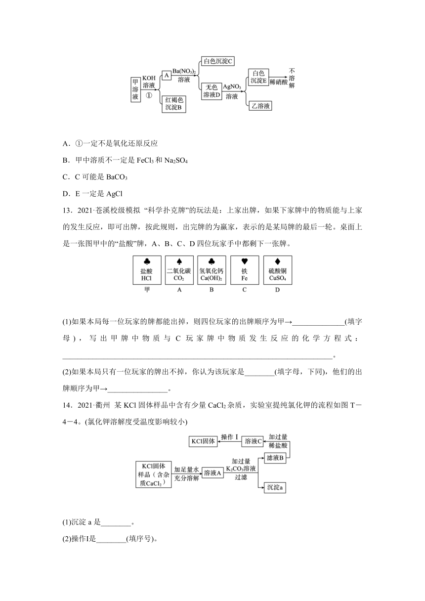 浙教版科学九年级上册同步提优训练：专题练习  物质的鉴别、推断与转化（含解析）