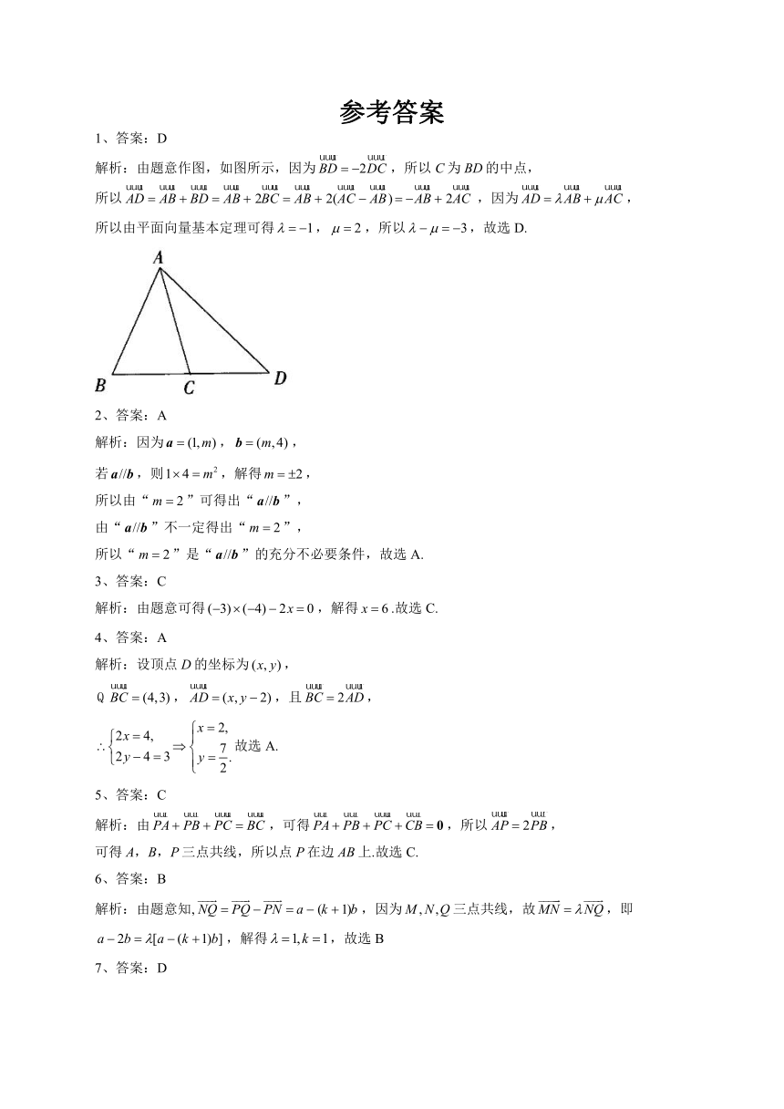 2022-2023学年人教B版2019必修二第六章 平面向量初步单元测试卷（Word版含解析）