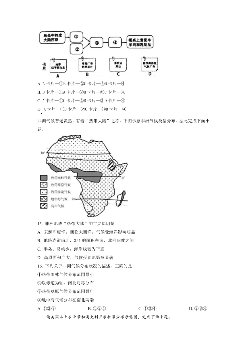 山东省淄博市临淄区（五四制）2021-2022学年六年级下学期期末地理试题(word版含答案)