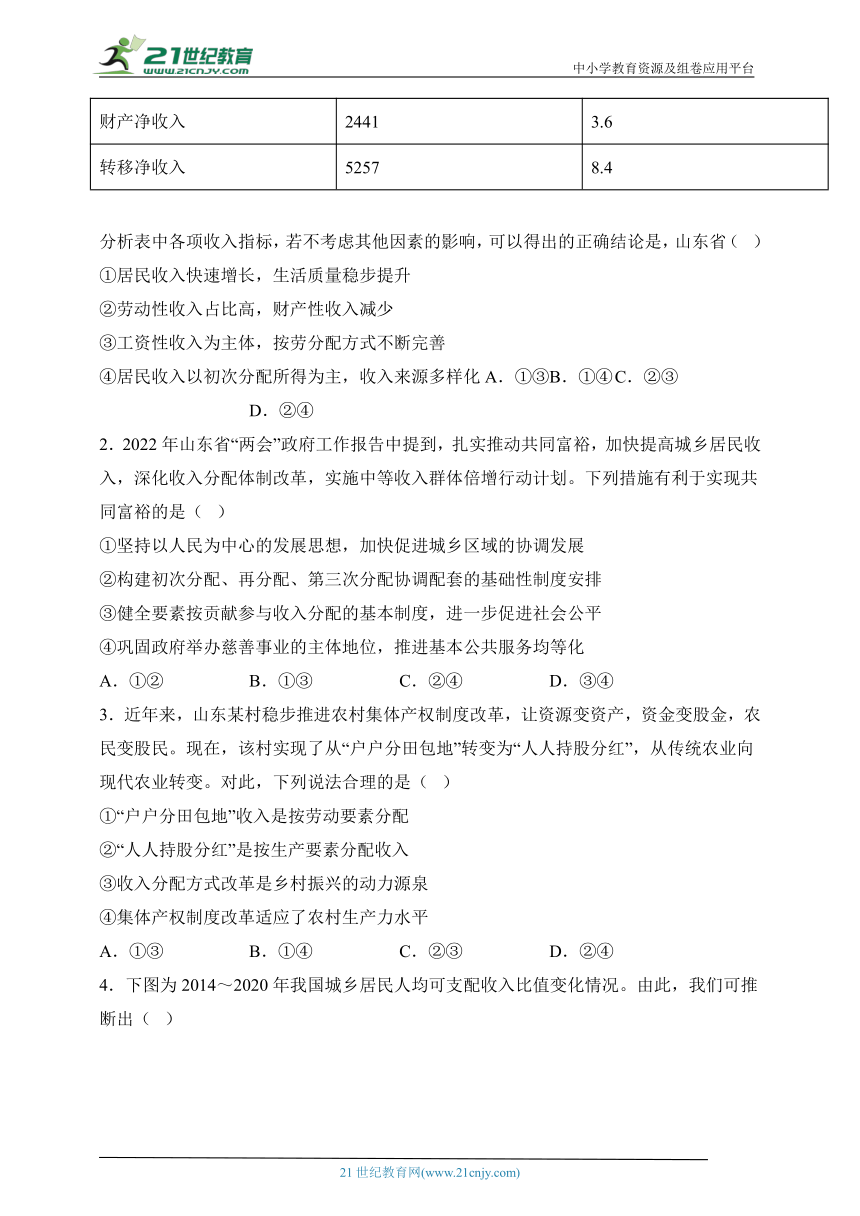 4.1我国的个人收入分配 学案