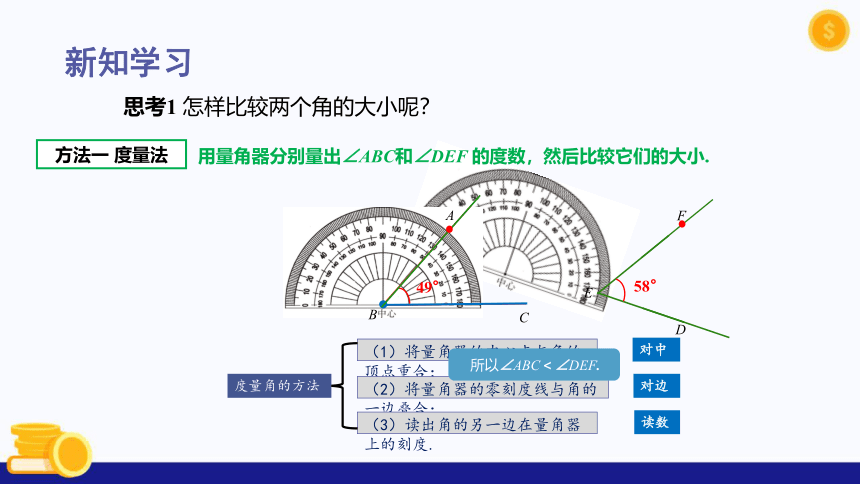 7.4 角的大小的比较、画相等的角  课件（共20张PPT）