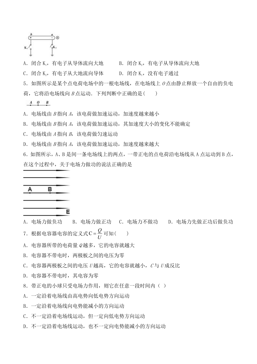 人教版高中物理选修3-1第一章《静电场》检测题（含答案）