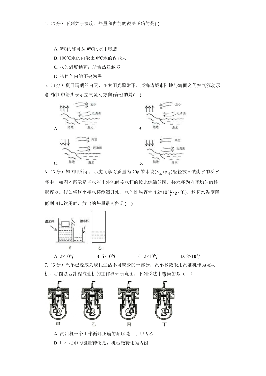 鲁科版（五四制）九年级下册《19.3 内能及其改变》同步练习（含解析）