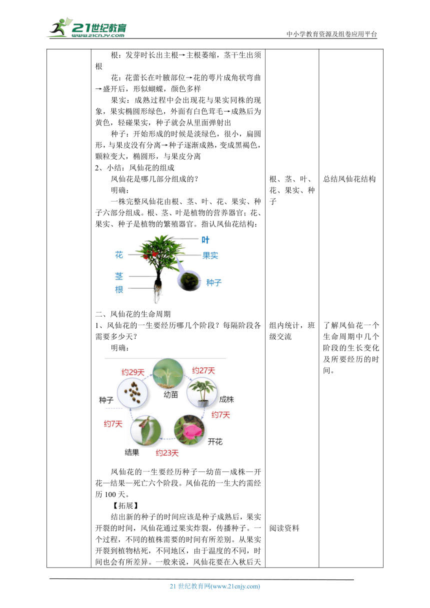 【核心素养目标】2.8《凤仙花的一生》教案