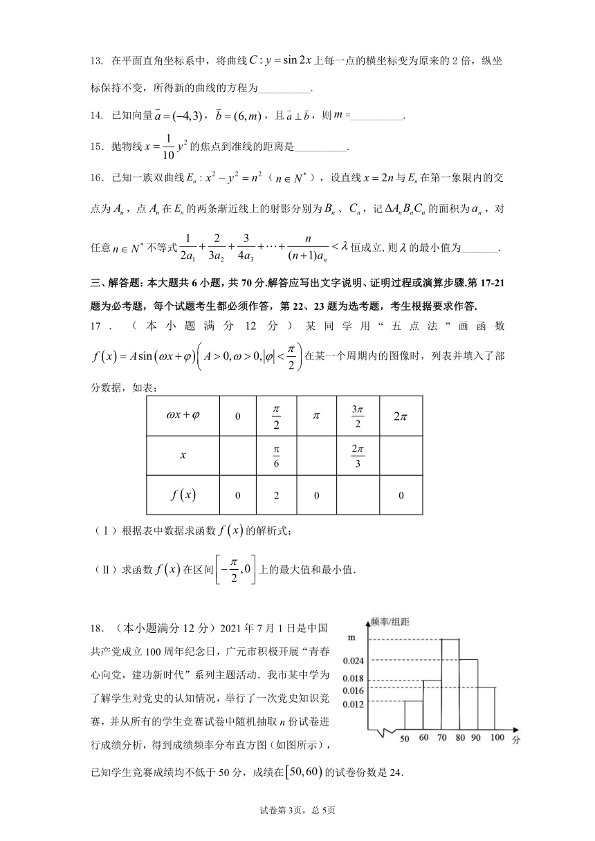 四川省广元市2020-2021学年高二下学期期末质量检测数学（文科）试题 PDF版含答案