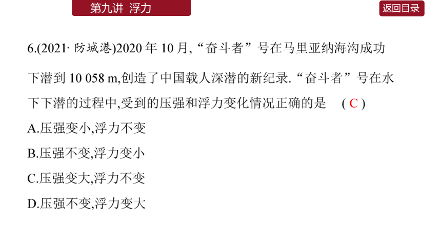 【中考2022】初中物理一轮真题精练 09浮力 习题课件（44张PPT）