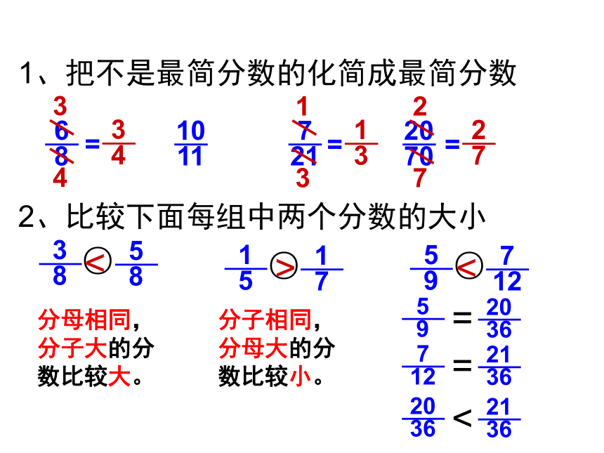 四年级数学下册课件 分数的意义和性质整理复习 人教版（21张ppt）