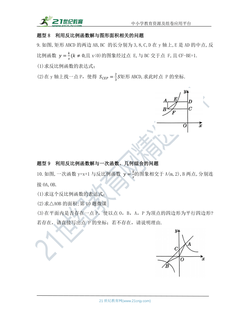 1.2 反比例函数图象与性质的应用题型 同步练习（含解析）