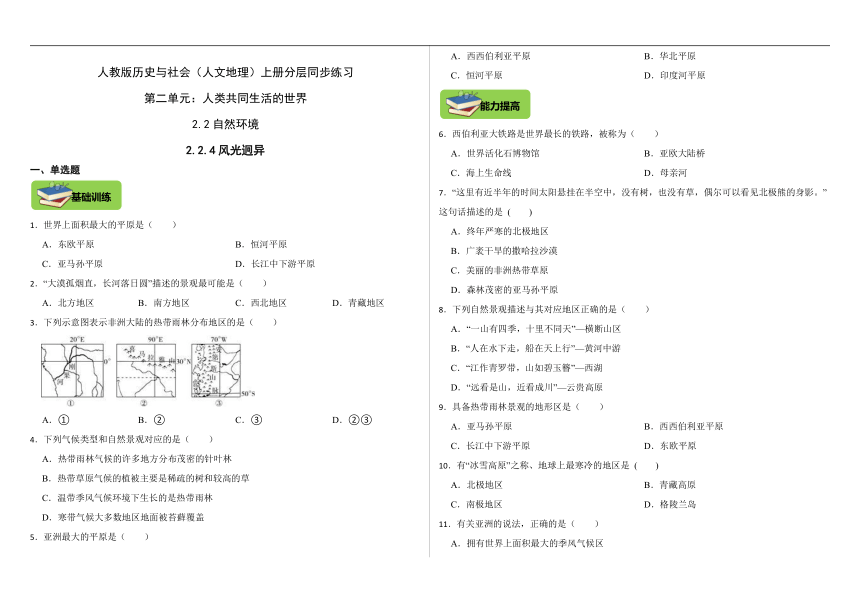 2.2.4风光迥异 同步练习（含答案）