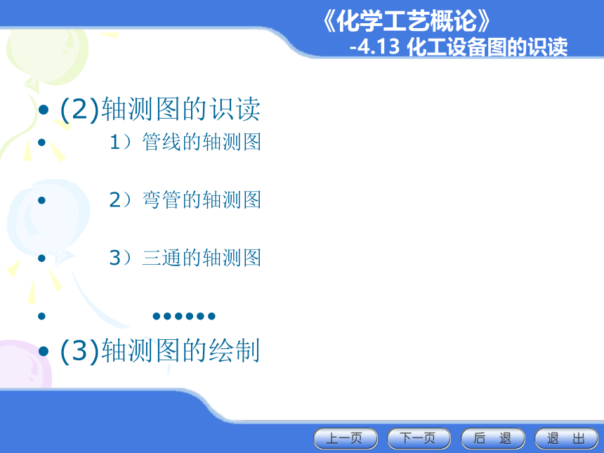 4.12管道轴测图的识读与绘制、4.13化工设备图的识读 课件(共33张PPT)-《化学工艺概论 》同步教学（化工版）