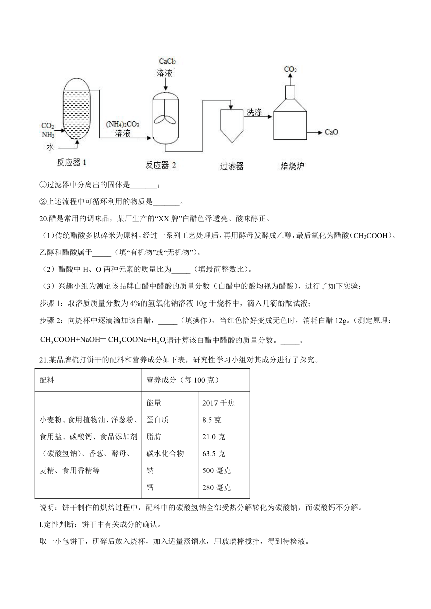 10.1食物中的有机物-2021-2022学年九年级化学鲁教版下册（word版含解析）