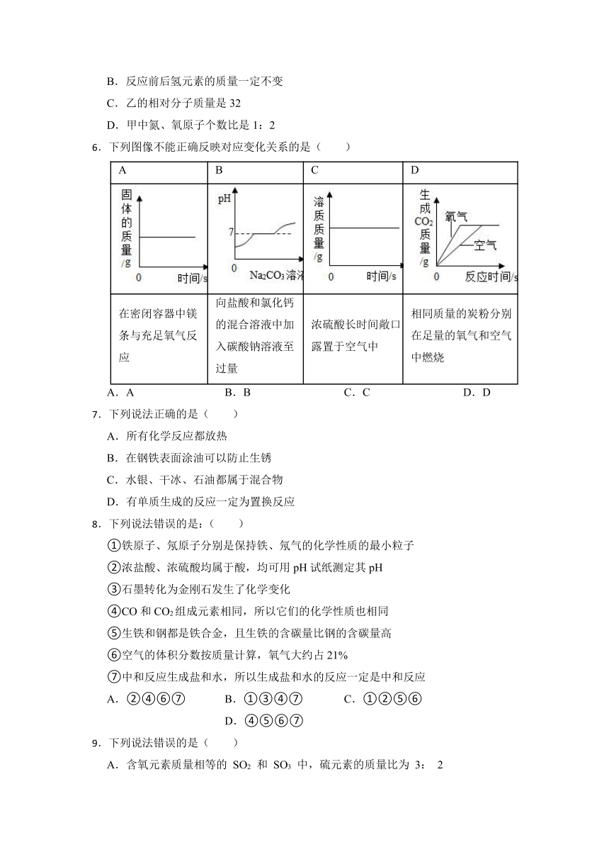 2023年安徽省中考预测化学试卷（五）（含答案）