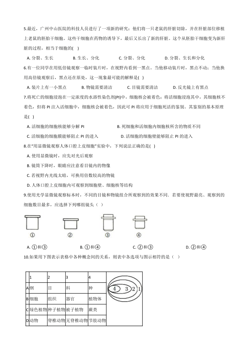 2021年初中（浙教版）科学二轮复习专题02：生物体的结构层次 (含解析)