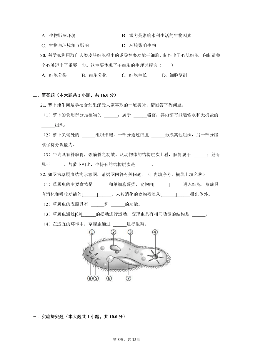 2022-2023学年辽宁省辽阳二中教育集团七年级（上）期中生物试卷（含解析）